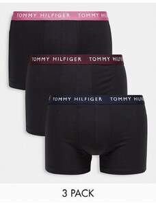 Tommy Hilfiger - Confezione da 3 paia di boxer aderenti blu navy con fascia in vita viola e blu-Black