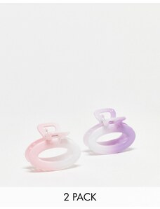 DesignB London - Confezione da 2 fermagli per capelli ovali rosa e lilla sfumati-Multicolore