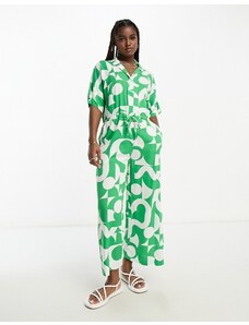 Monki - Tuta jumpsuit verde con stampa grafica