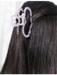 DesignB London - Pinza per capelli lilla a forma di cuore-Viola