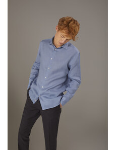 Doppelganger Camicia casual collo francese comfort fit 100% lino