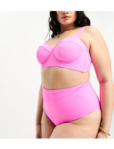 ASOS Curve ASOS DESIGN Curve - Slip bikini a vita alta mix and match rosa acceso