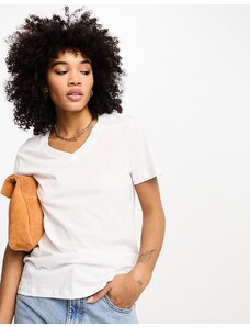 Selected Femme - T-shirt a maniche corte bianca con scollo a V-Bianco