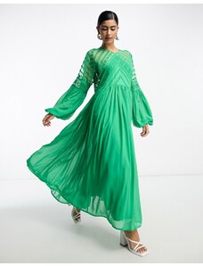ASOS EDITION - Vestito lungo oversize verde con corpino ricamato