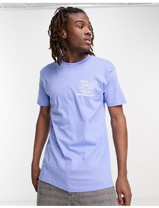 Obey - T-shirt viola con stampa sul retro con occhi e scritta "Worldwide"
