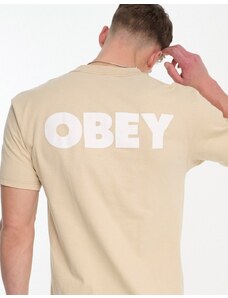 Obey - T-shirt beige con logo grande sul retro-Neutro