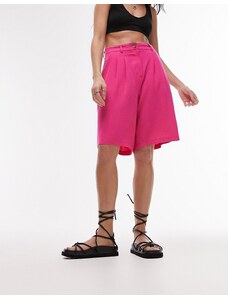 Topshop - Editor - Pantaloncini in lino rosa