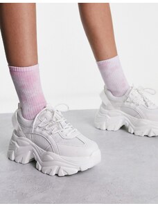 Truffle Collection - Sneakers stringate bianche sportive con suola super spessa-Bianco