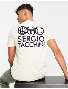 Sergio Tacchini - T-shirt écru con stampa sul retro-Neutro