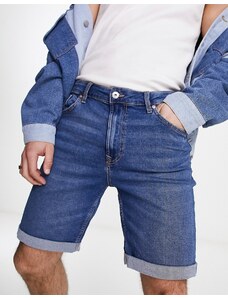 Bershka - Pantaloncini di jeans blu scuro risvoltati
