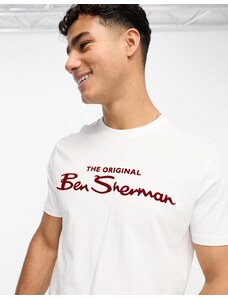 Ben Sherman - T-shirt a maniche corte bianca con logo-Bianco