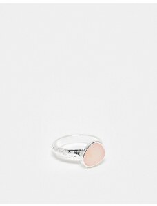 ASOS DESIGN - Anello argentato con quarzo rosa sintetico-Argento