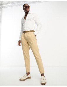New Look - Pantaloni eleganti color pietra con doppie pieghe sul davanti-Neutro