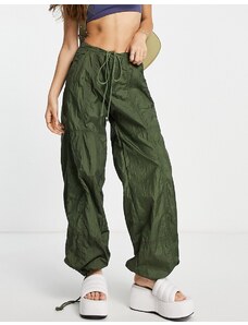 Motel - Pantaloni ampi stile paracadutista kaki-Verde