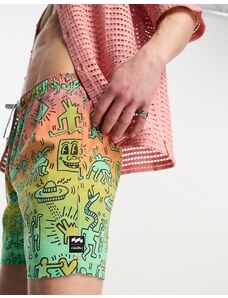 Billabong x Keith Haring - Pantaloncini da bagno con stampa multicolore
