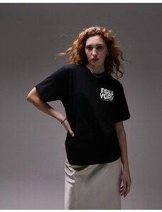 Topshop - T-shirt basic premium nera con grafica "New York"-Black