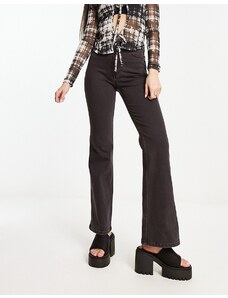 Weekday - Glow - Jeans elasticizzati a zampa a vita alta nero lux-Black