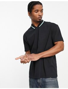 ASOS DESIGN - T-shirt comoda nera con scollo a V-Black