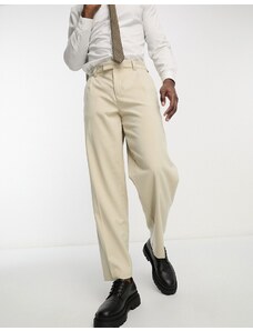 New Look - Pantaloni da abito comodi color avena-Bianco