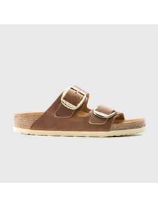 Birkenstock Sandalo Arizona Big Buckle Pelle Oliata Marrone Scarpe Woman