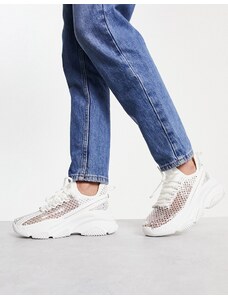 Steve Madden - Poise - Chunky sneakers bianche con strass-Bianco