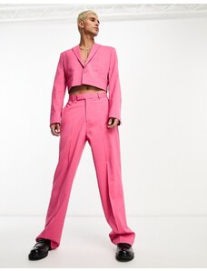ASOS DESIGN - Pantaloni da abito rosa acceso a fondo ampio