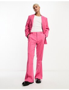 ASOS DESIGN - Pantaloni da abito a zampa rosa acceso