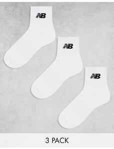 New Balance - Confezione da 3 calzini alla caviglia bianchi con logo-Bianco