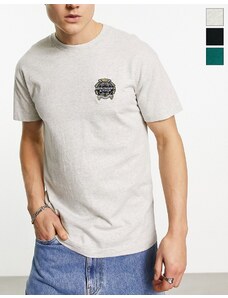 Abercrombie & Fitch - Confezione da 3 T-shirt nera/verde/grigia con stemma del logo-Multicolore