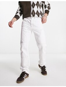 ASOS DESIGN - Jeans dritti bianchi con dettaglio carpenter-Bianco