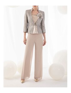Eva Rubbini - Completo pantalone e giacca, Colore Oro, Taglia Standard Donna 50
