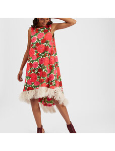 La DoubleJ Dresses gend - La Scala High Dress (With Feathers) Pink Dahlias XS 98% Cotton 2% Elastane
