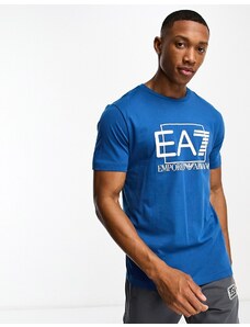 Armani EA7 - Visibility - T-shirt blu con logo grande