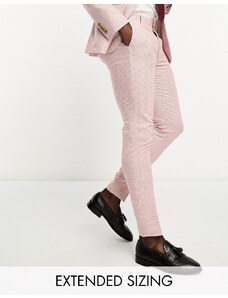 ASOS DESIGN - Pantaloni da abito super skinny in misto lino rosa a quadri pied de poule