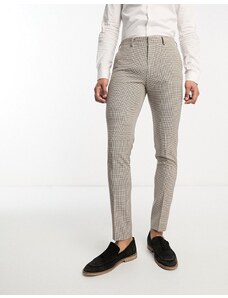 ASOS DESIGN - Pantaloni da abito skinny color pietra a quadretti-Neutro