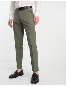 New Look - Pantaloni da abito slim kaki scuro-Verde