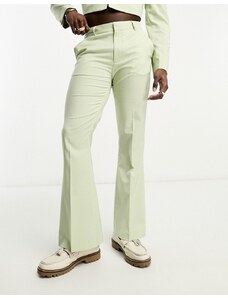ASOS DESIGN - Pantaloni da abito a zampa verde pallido