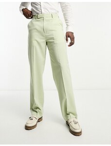 ASOS DESIGN - Pantaloni da abito a fondo ampio verde pallido
