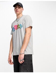 PS Paul Smith - T-shirt grigia con grafica di skateboard spezzato sul davanti-Grigio