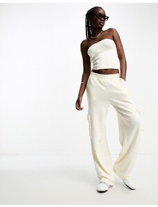 Vero Moda - Pantaloni cargo in jersey color crema in coordinato-Bianco
