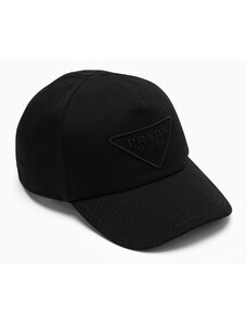 Prada Cappello nero con logo