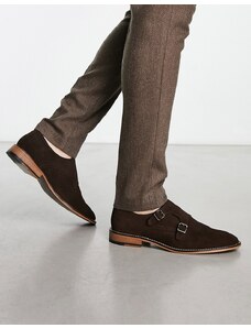 ASOS DESIGN - Scarpe con fibbie in camoscio marrone con suola naturale-Brown
