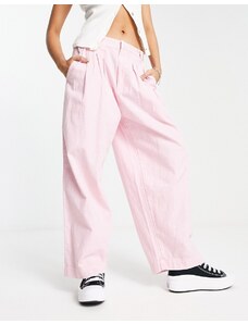 Free People - Pantaloni larghi in lino rosa candeggiato