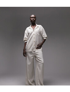 Topshop Tall - Pigiama in misto lino con camicia e pantaloni-Neutro