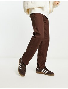 New Look - Pantaloni marroni dritti con cuciture a contrasto-Brown