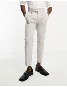 New Look - Pantaloni eleganti effetto lino color pietra-Neutro