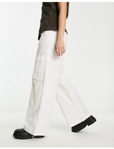 Rebellious Fashion - Pantaloni cargo a fondo ampio bianchi-Bianco