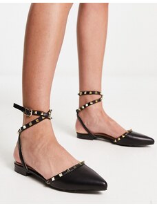 Bebo - Laurena - Scarpe basse nere avvolgenti sulla caviglia e con borchie-Black