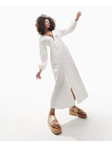 ASOS DESIGN - Vestito midi bianco jacquard allacciato sul davanti e sul retro