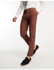 ASOS DESIGN - Pantaloni da abito slim testurizzati color cioccolato-Brown